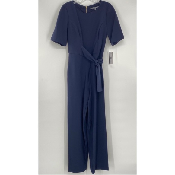 julia jordan navy blue wideleg jumpsuit - Picture 2 of 4